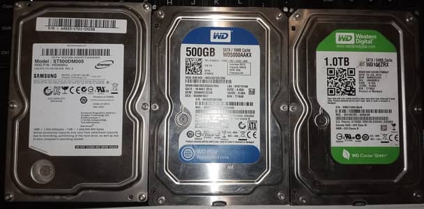 3 Hard Drives for sale (500GB + 500GB + 1 TB) Good ;Health