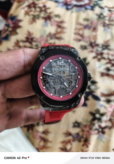 Cerruti 1881 Razzuolo Men's Sport Automatic Red Silicone Starp Watch
