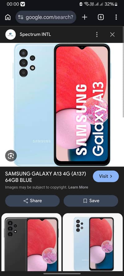 Samsung A13 with box charger lush condition