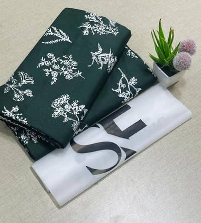 Green Printed Woman's 2 PC Unstitched Suit