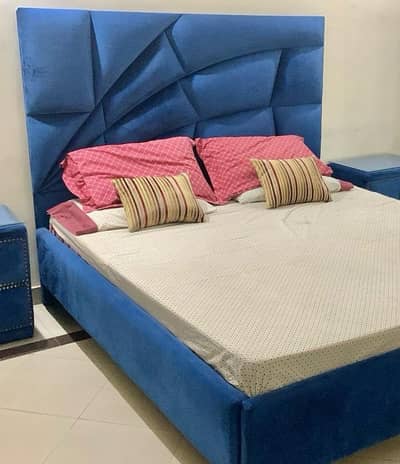 plush blue bed set