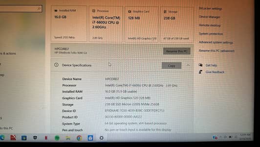 HP Elitebook Folio 1040 G3 core i7 Gen 6