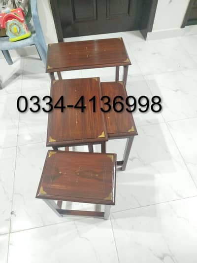 4 Wooden Table set Chinyoti Solid Sheesham Wood Nesting Tables