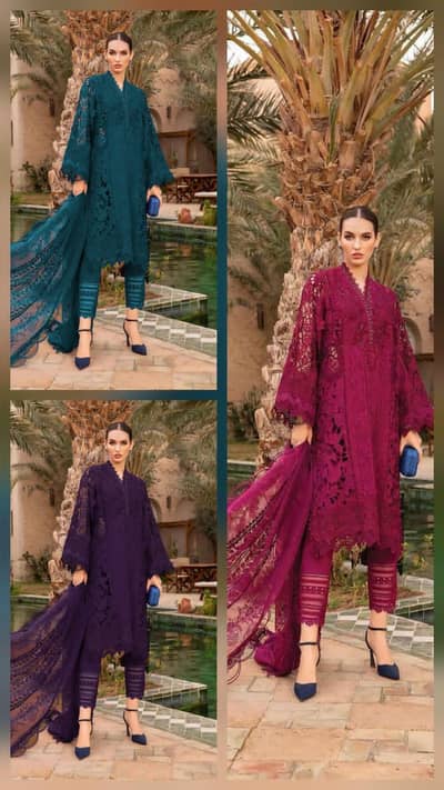 Mariba B Heavy Embriodes Cotton 3 Pc Suit. Most Demanded Limited Stock