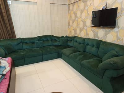 New condition green color best L shaped sofas