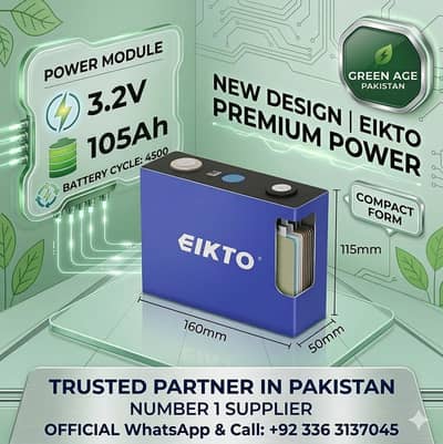 Lithium Iron Phosphate LiFePO4 cells 3.2v 105ah and 314ah Brand EIKTO