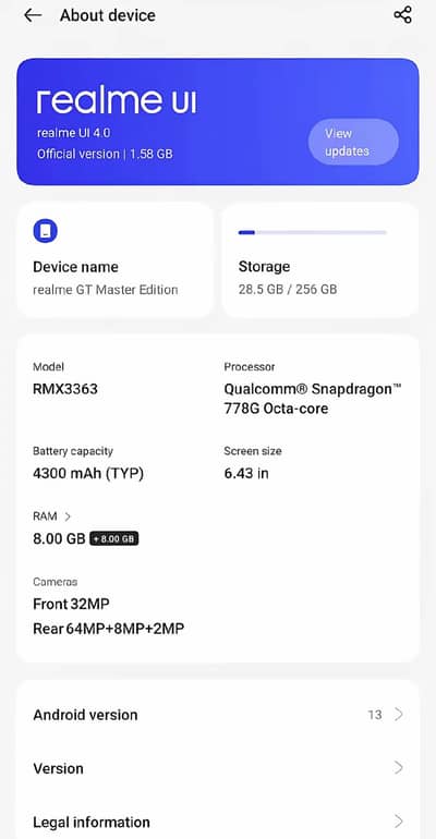 Realme Gt master edition 8+8 256