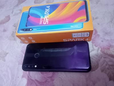 Tecno spark 4 3GB Ram 32GB Rom All accessories complete with Box.