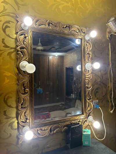 Luxury bed with side table and Dresssing