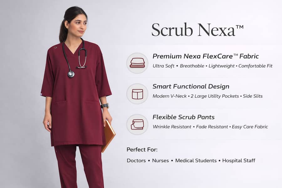 ڈاکٹرز اور نرسز کے لیے ٹاپ کوالٹی اسکرَب یونیفارم دستیاب ہے۔  بہترین 7