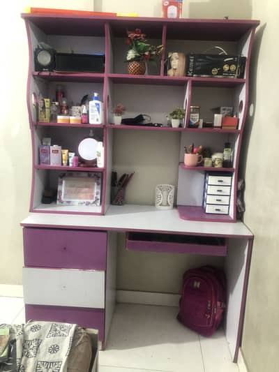 Kids book shelves and 2 door wardrobe | pink and white book shelf