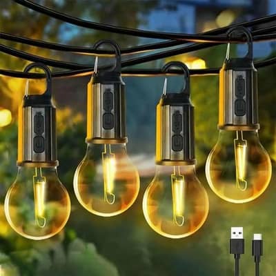 Rechargeable LED String Lights for Camping Outdoor Use