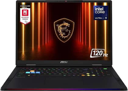 msi Raider 18 HX AI 18” 120Hz UHD+ Gaming Laptop: Intel Core U9-285HX