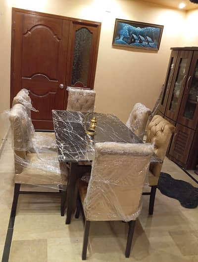 pure sheesham wood & Marble dining table