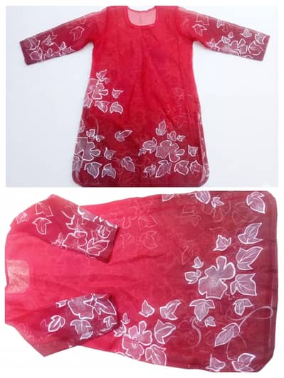 Red Floral Organza Kurti