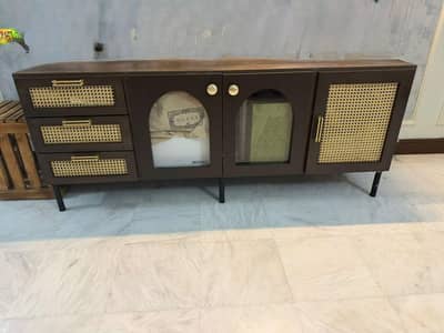 tv console for sale with book shelf's