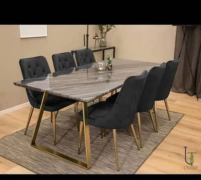 6 seater dining table/UV top table/restaurant dining set/cafe chairs