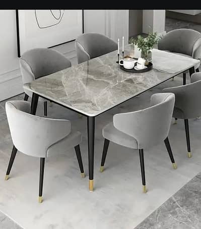 6 seater dining table/UV top table/restaurant dining set/cafe chairs