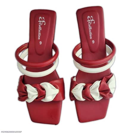 women's Red Braided Rexine flat Sandal