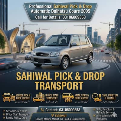 Reliable Pick & Drop Service in Sahiwal School, Office Family Transprt