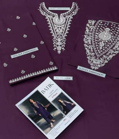 purple Embroidered 2-piece Woman Suit Lawn Cotton