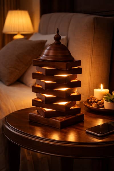 Elegant Wooden Decorative Table Lamp – Handcrafted Home Decor
