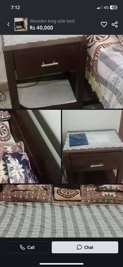 Pure wood bed available with side tables