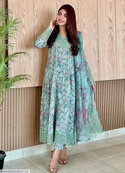 Women's chicken kari  lawn suit multicolor
