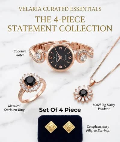 Women's Rose Gold  Watch  Set 4 chic Everyday Wear
