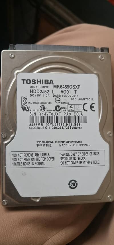 laptop hard Toshiba  640gb