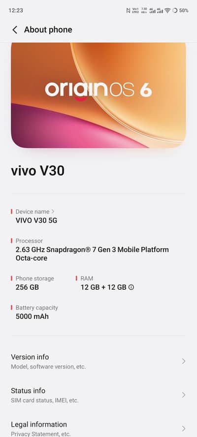 vivo v30 5g. . . (256gb + 12+12=24gb)