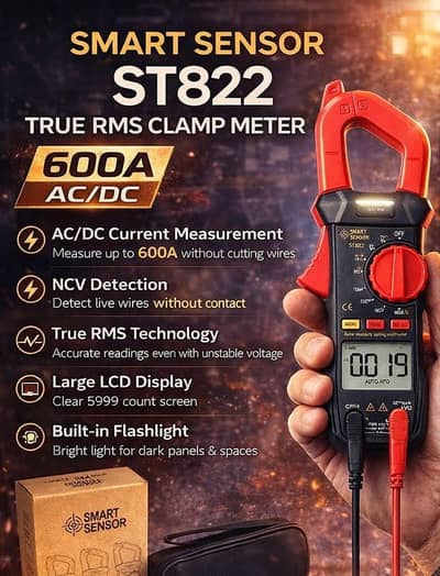 Smart Sensor ST822 True RMS AC/DC Clamp Meter In Pakistan