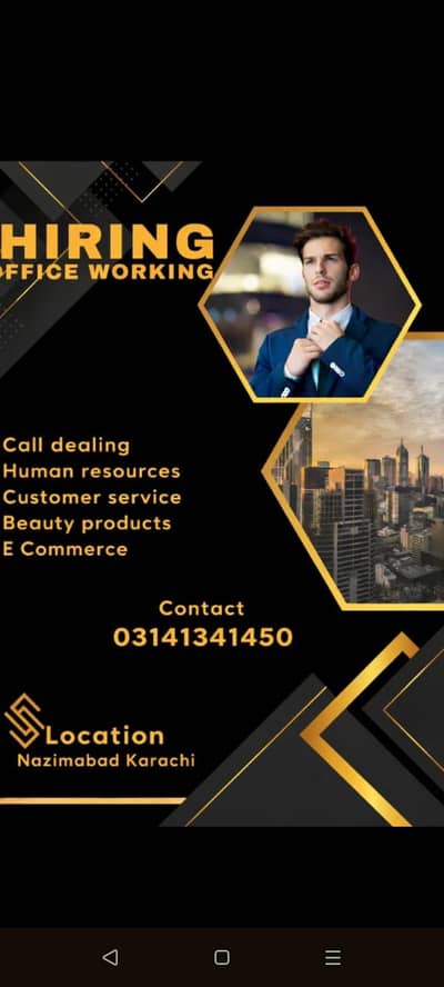Indoor working hiring male and female