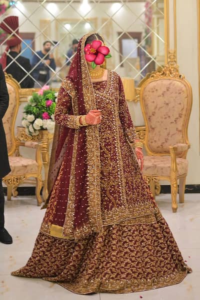 Haris Shakeel Inspired Bridal Lehenga | Elegant Maroon Gold lehnga