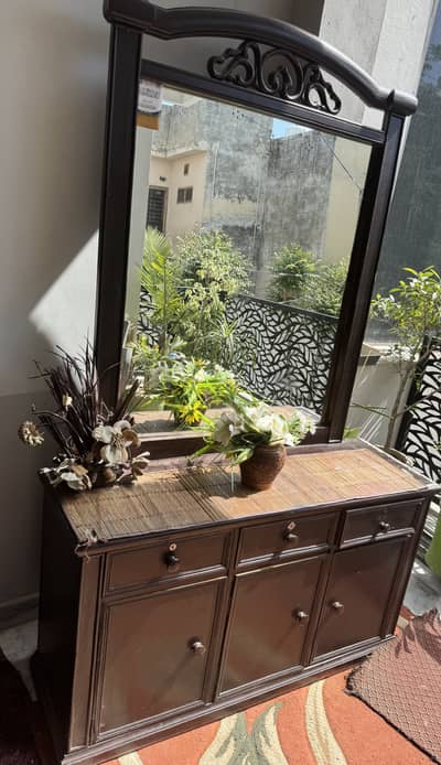 Solid Wood Double Bed with Dressing Table . Price negotiable