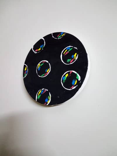 "Original Abstract Painting | 6" Round Canvas | Handmade Wall Decor"