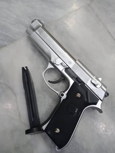 SILVER M92 BERETTA METAL SHOOTER TOY GUN FOR KIDS