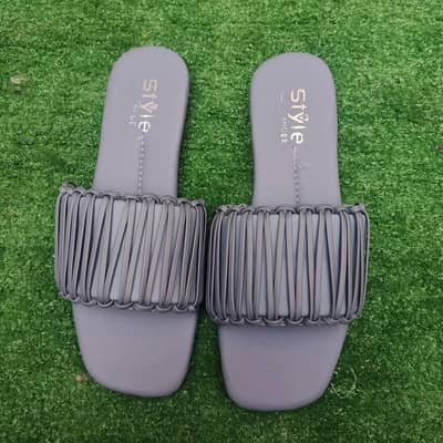 Women Leather flip flap grey formal casual