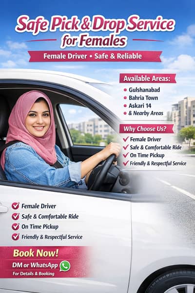 Pick & Drop Service for Females & kids