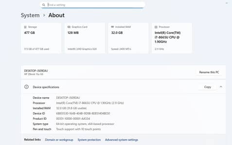 HP ZBook 15u G6 Workstation, Core i7, 8th Gen, 32GB RAM,256 SSD Laptop