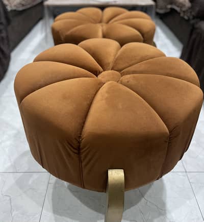 Modern Velvet Stools / Ottoman Chairs – Set of 2 – Excellent Condition