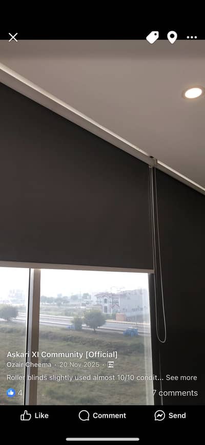 Grey roller blinds slightly used