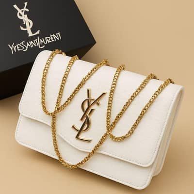 white YSL  logo crossbody for girls free delivery available