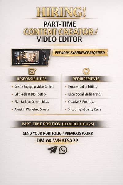 Hiring: Part-Time Content Creator / Video Editor