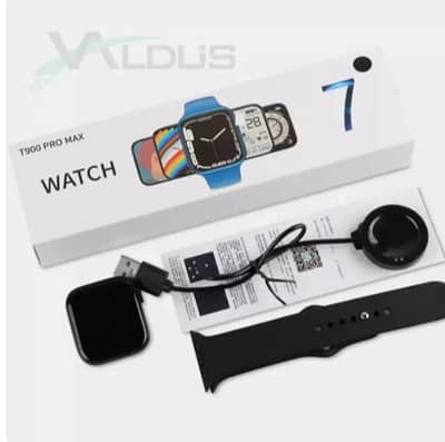 Black Smart Watch with Charging Cable