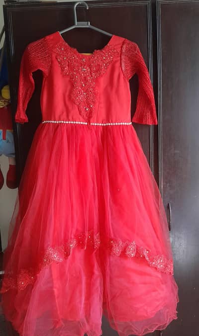 red kids frock for eid