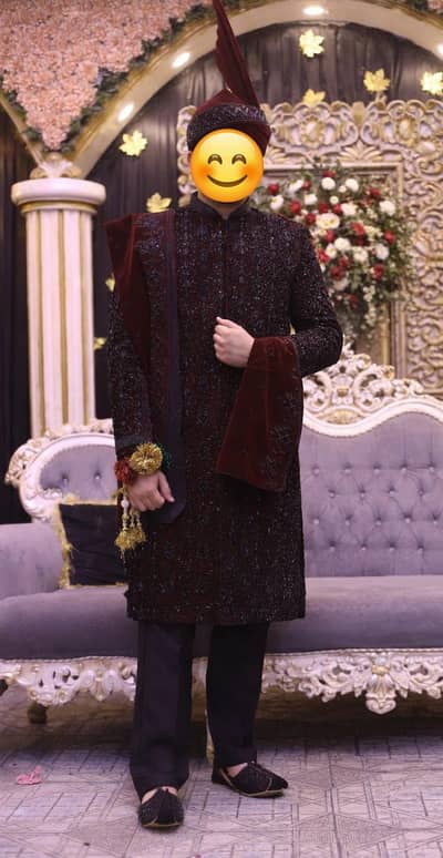 Premium Maroon Wedding Sherwani Set (38 size)