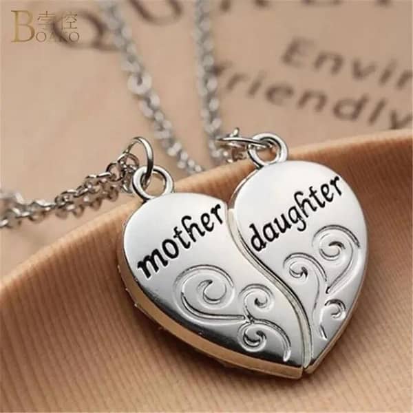 Mother Daughter Silver Necklace Set 2 Pcs – Matching Family Jewelry Gift