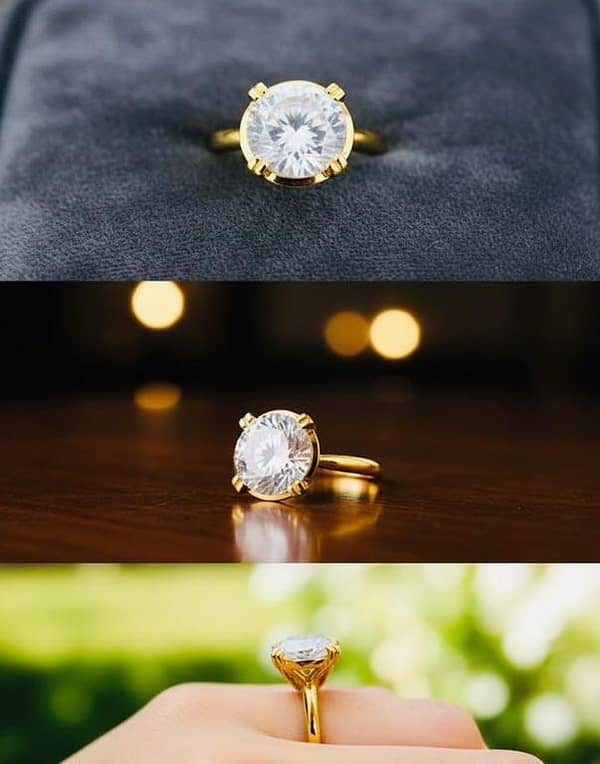 18K Gold Plated Zircon Ring for Women, 18 mm Size, Fashion Jewelry