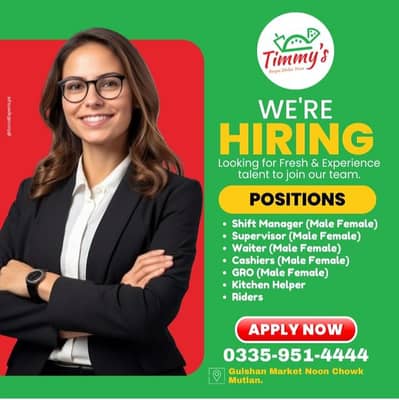 Restaurant job Opportunities 03359514444